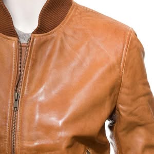 Women's Tan Bomber Leather Jacket