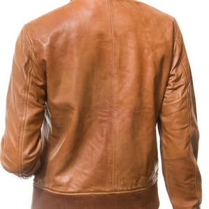 Women's Tan Bomber Leather Jacket